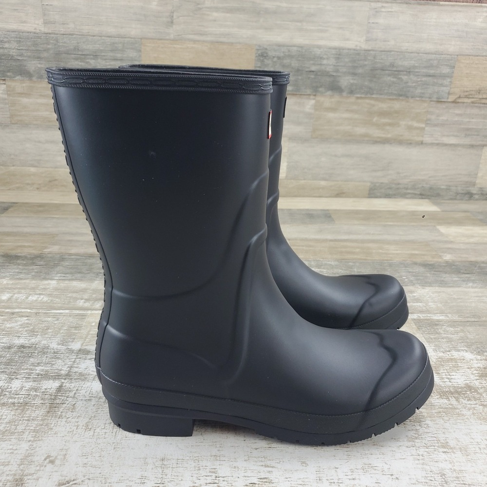 Hunter Liberty Womens Rain Boots Sz 10 Black Smooth Waterproof Mid-Calf Rubber